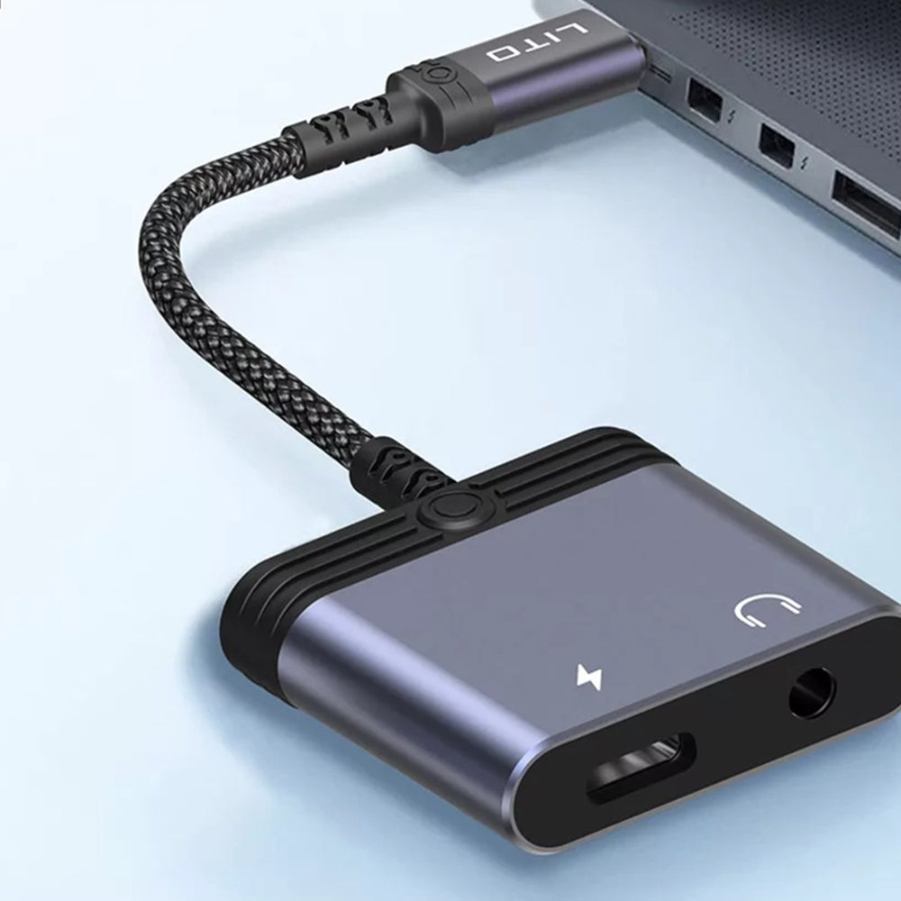 Lito - Audio Adapter (LA04T) - Type-C to Jack 3.5mm, Type-C, Support Calls, Fast Charging, 60W - Black