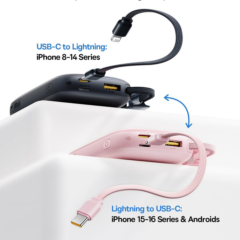 Baseus - Power Bank EnerFill FC21 Qpow 3 Ultra (E0027L02) - with Detachable Cable, 10000mAh, 22.5W, USB, USB-C - Nebula 