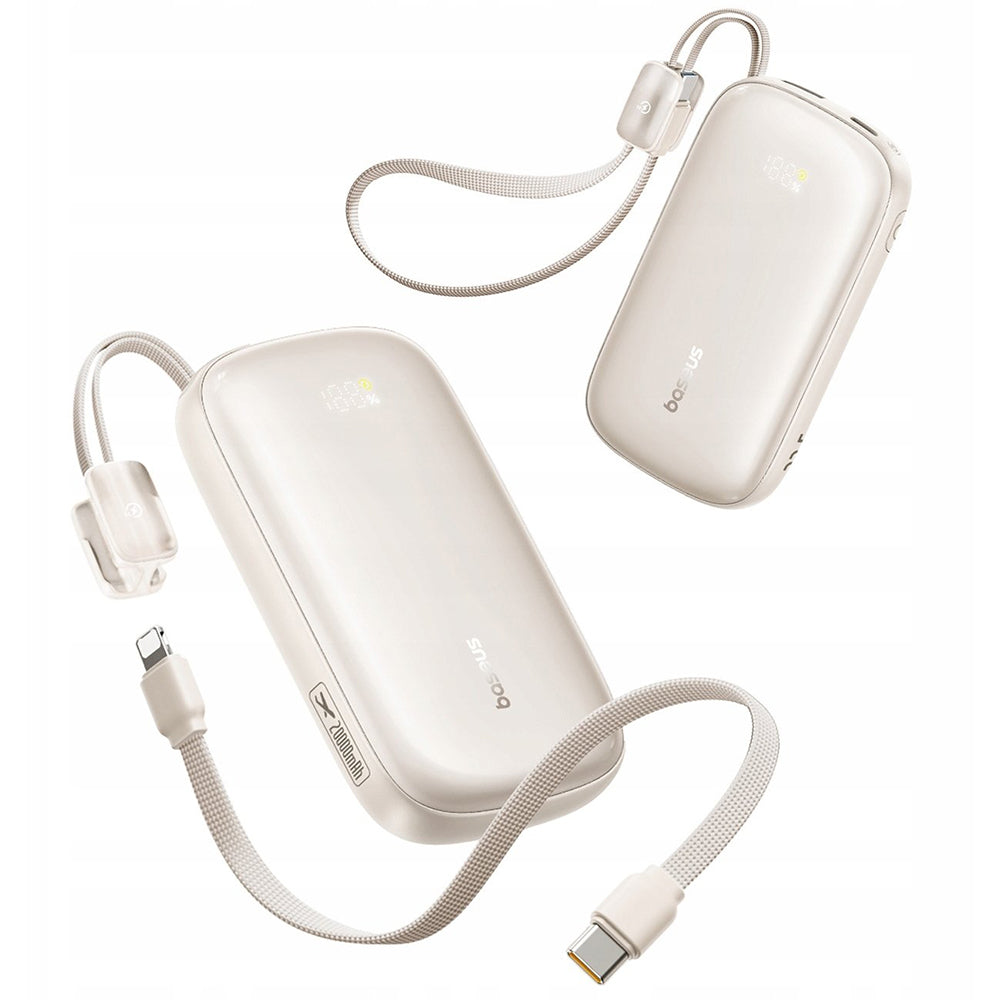 Baseus - Power Bank EnerFill FC21 Qpow 3 Ultra (E0027L01) - Detachable Cable, 10000mAh, 22.5W, USB, USB-C - Natural Tita