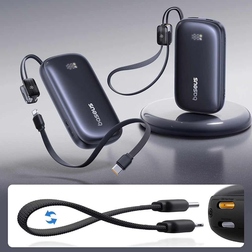 Baseus - Power Bank EnerFill FC21 Qpow 3 Ultra (E0027Q00) - with Detachable Cable, 10000mAh, 45W, USB, USB-C - Cosmic Bl
