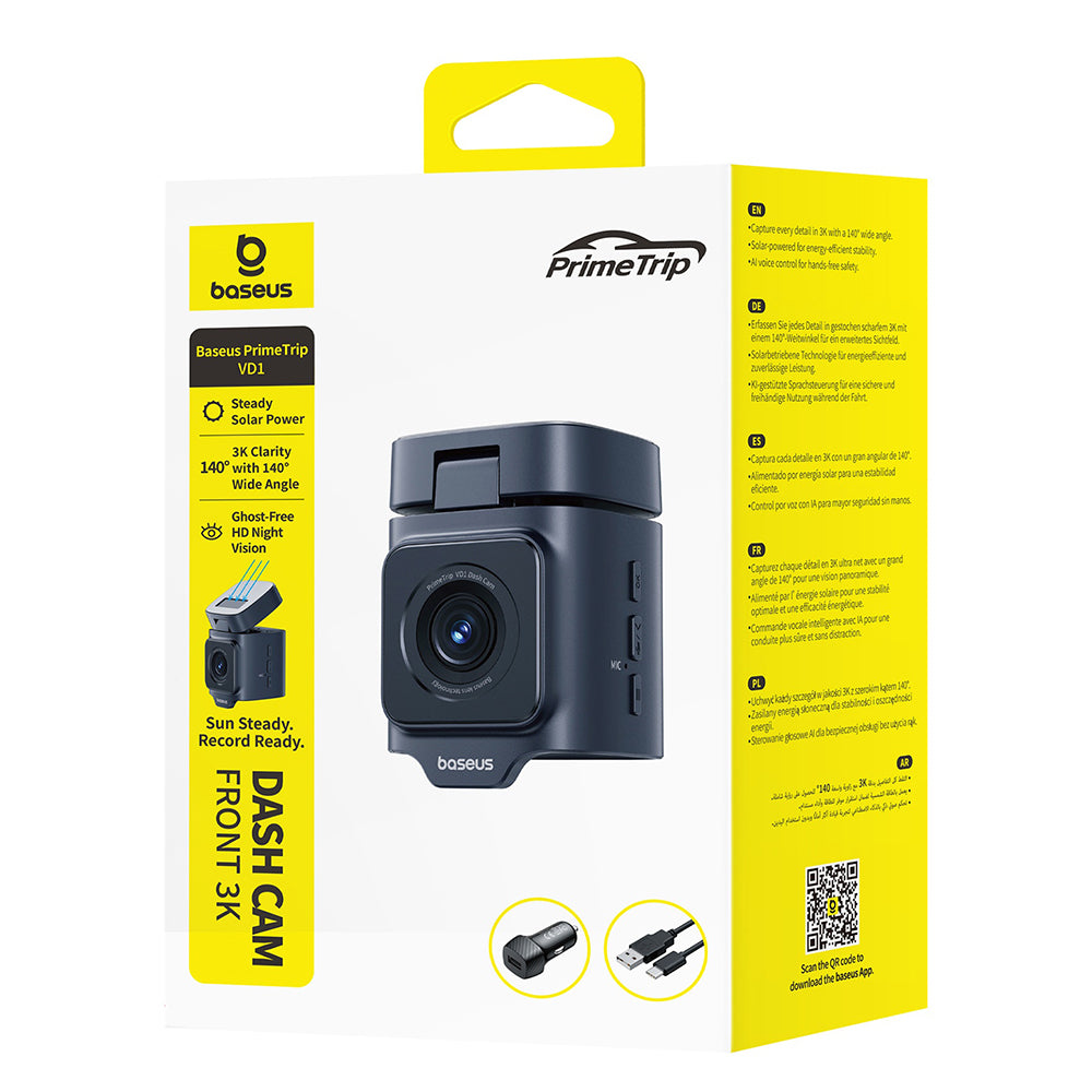 Baseus - Dash Camera PrimeTrip (C10669000123-00) - Driving Recorder, Built-In GPS, Night Vision, 3K - Cosmic Black