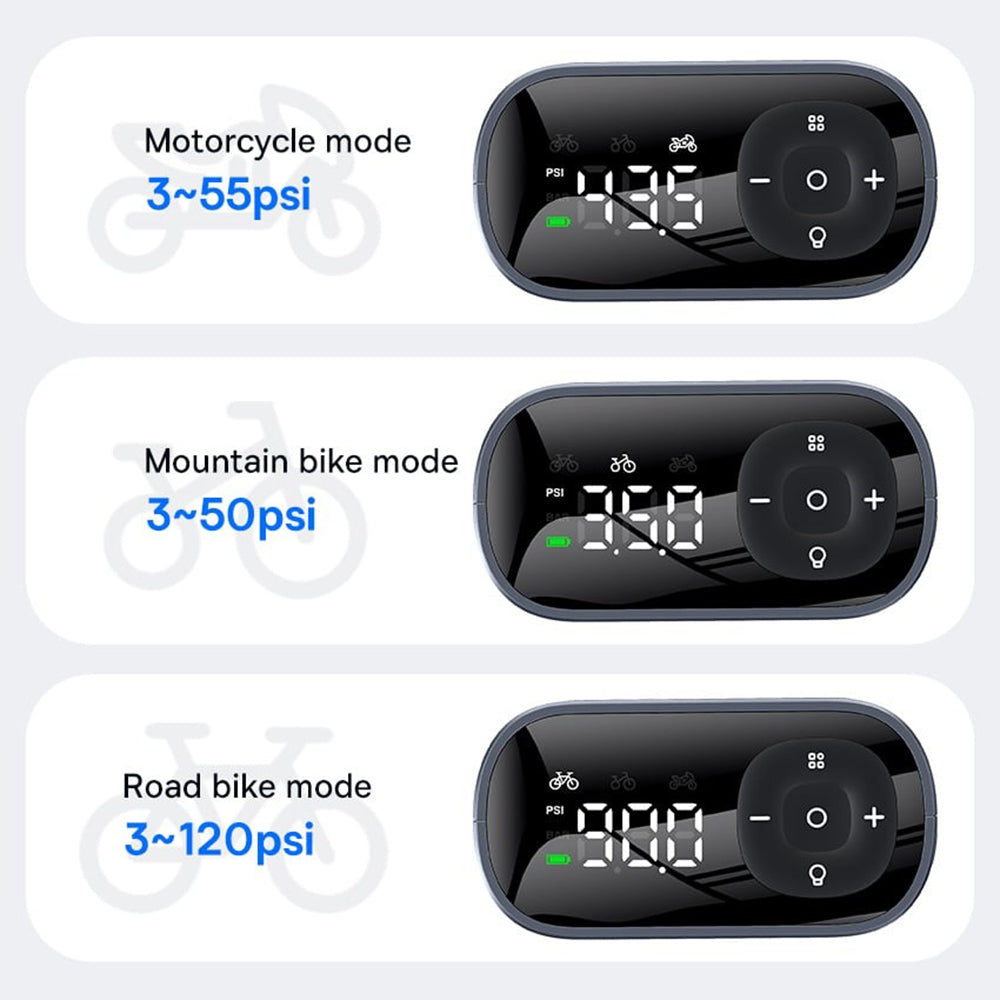 Baseus - Bike Compressor PrimeTrip Series (C11169000121-00) - Portable, Pressure Display, 1750mAh, 150psi, Ultra Fast - 