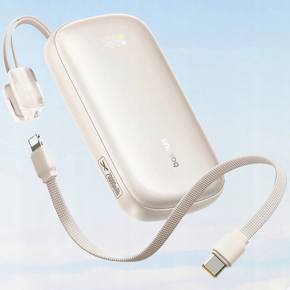 Baseus - Power Bank EnerFill FC21 Qpow 3 Ultra (E0027Q01) - Detachable Cable, 10000mAh, 45W, USB, USB-C - Natural Titani