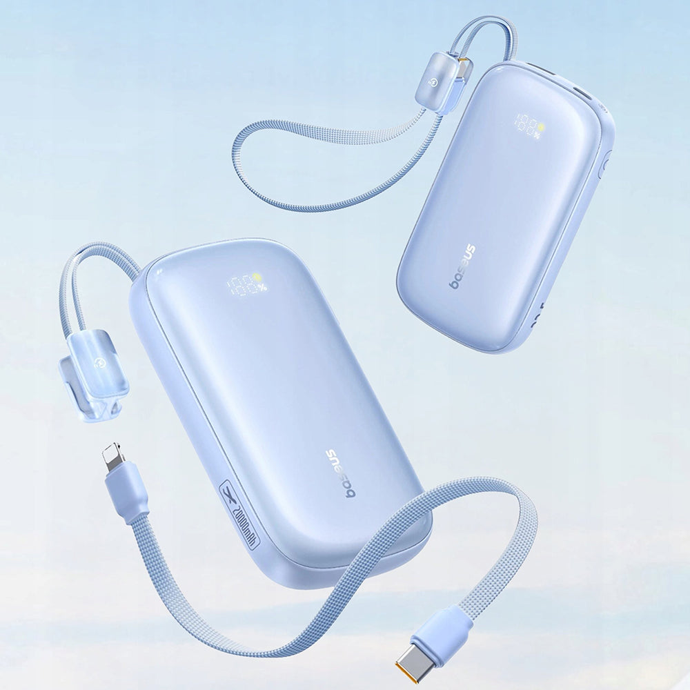 Baseus - Power Bank EnerFill FC21 Qpow 3 Ultra (E0027Q03) - with Detachable Cable, 10000mAh, 45W, USB, USB-C - Galaxy Bl