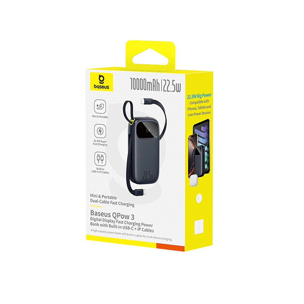 Baseus - Power Bank EnerFill FC31 (P10082106123-00) - USB, Type-C, with Cable, 22.5W, 10000mAh, Digital Display - Black
