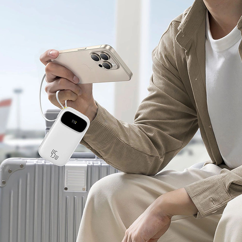 Baseus - Power Bank EnerFill FC31 Qpow 3 (E0028C02) - USB-C/Lightning Cables, 10000mAh, 45W, Digital Display - Nebula Pu