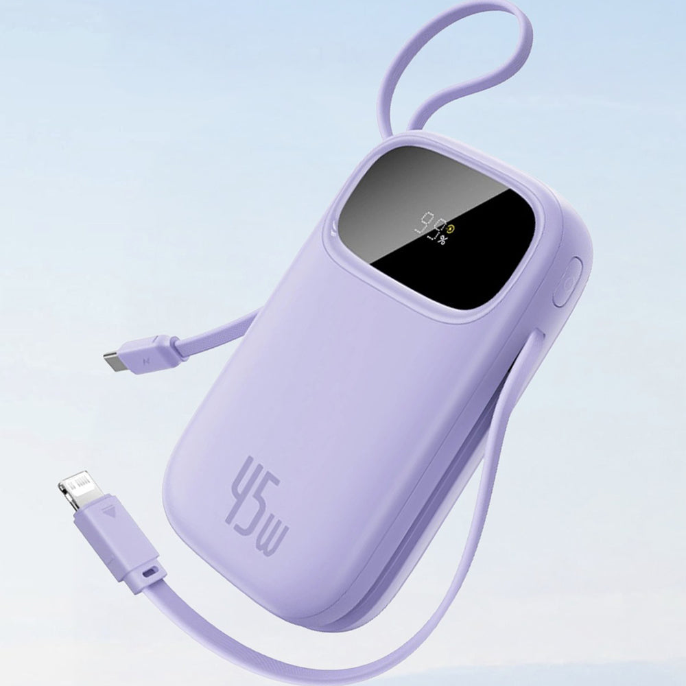 Baseus - Power Bank EnerFill FC31 Qpow 3 (E0028C01) - USB-C/Lightning Cables, 10000mAh, 45W, Digital Display - Moon Whit