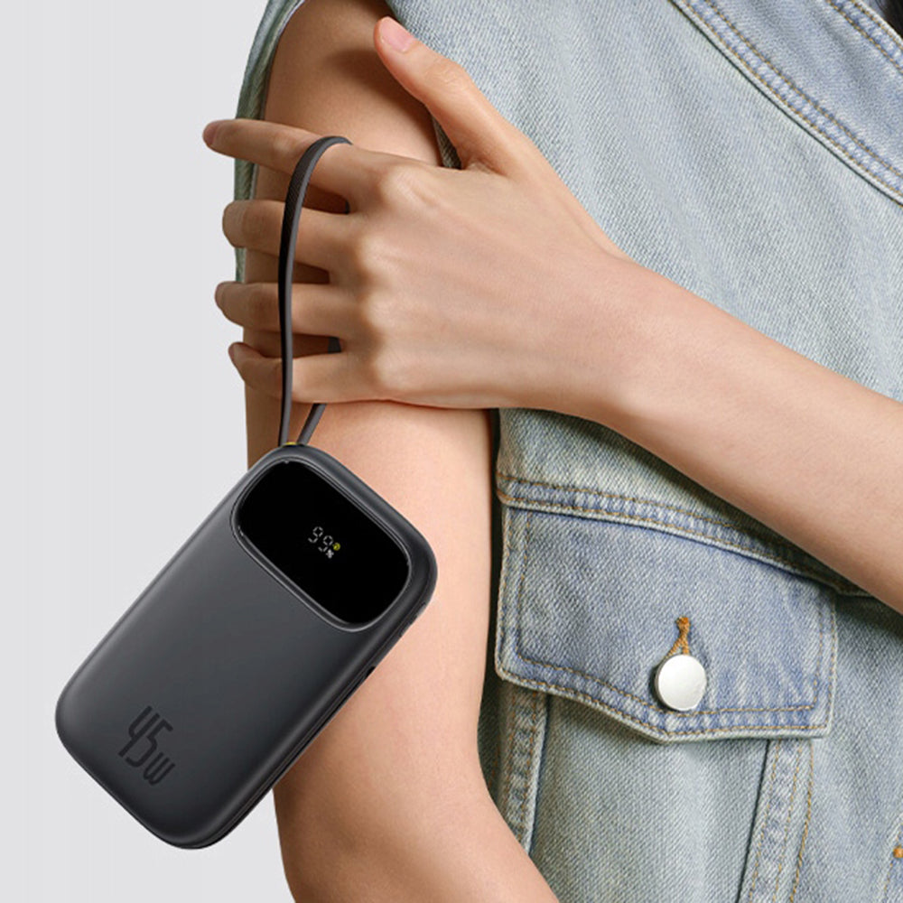 Baseus - Power Bank EnerFill FC31 Qpow 3 (E0028C01) - USB-C/Lightning Cables, 10000mAh, 45W, Digital Display - Moon Whit