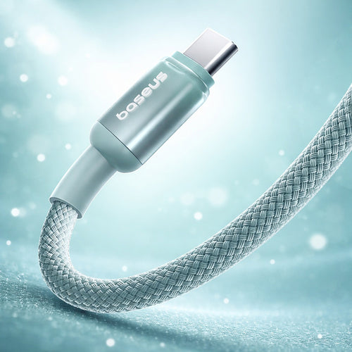 Baseus - Data Cable Discolor Series (E0420801) - USB to Type-C, Braided Nylon Cord, 480Mbps, 100W, 2m - Blue/Green