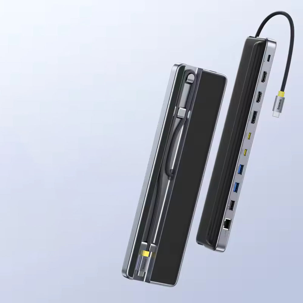 Baseus - Docking Station EliteJoy EH3 (B0114200) - USB-C to 2x HDMI, DP, 3x Type-C, 3x USB, SD/TF, RJ45, 10Gbps - Space 