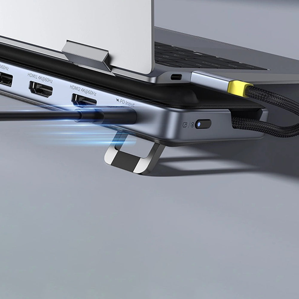 Baseus - Docking Station EliteJoy EH3 (B0114200) - USB-C to 2x HDMI, DP, 3x Type-C, 3x USB, SD/TF, RJ45, 10Gbps - Space 