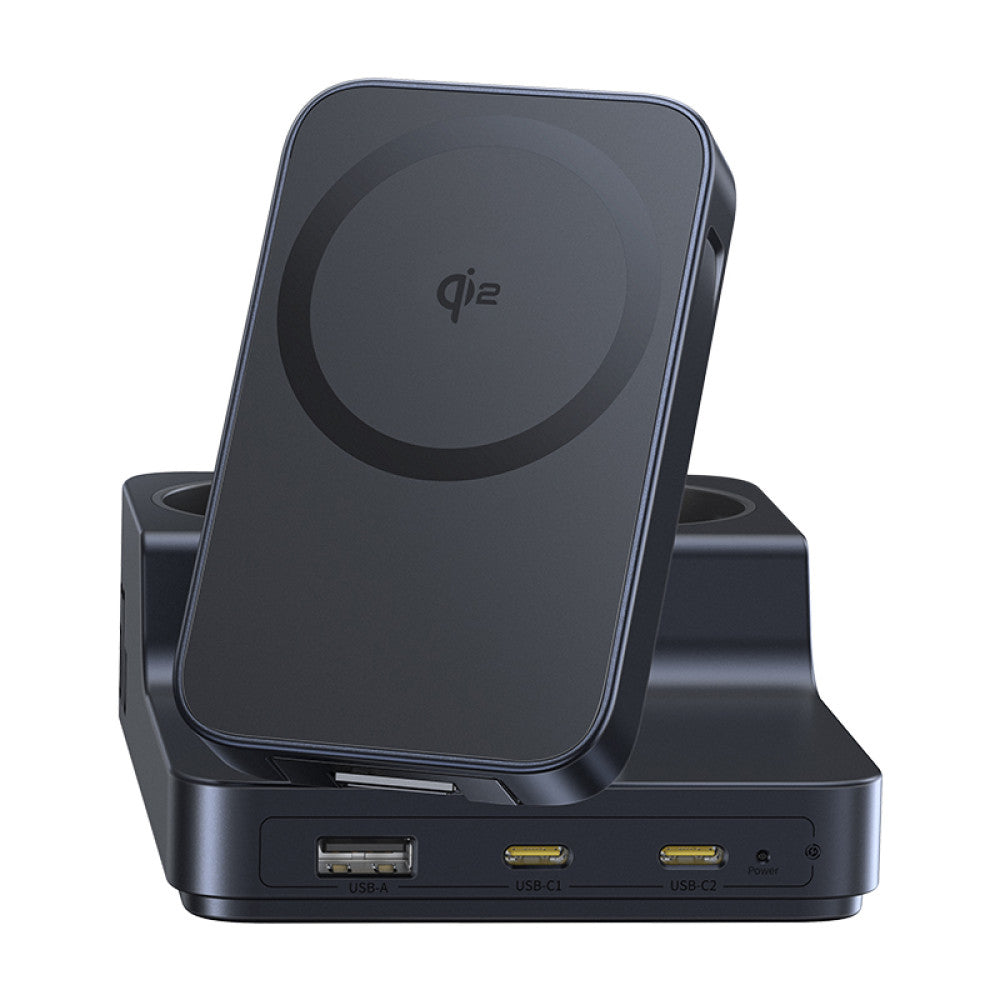 Baseus - 6in1 Charging Station Nomos ND11 (E00078801123-00) - Magnetic Wireless, 2x AC, 2x USB-C, USB, 67W - Cosmic Blac