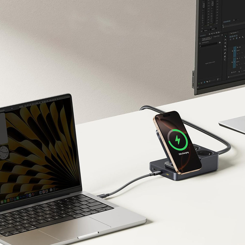 Baseus - 6in1 Charging Station Nomos ND11 (E00078801123-00) - Magnetic Wireless, 2x AC, 2x USB-C, USB, 67W - Cosmic Blac