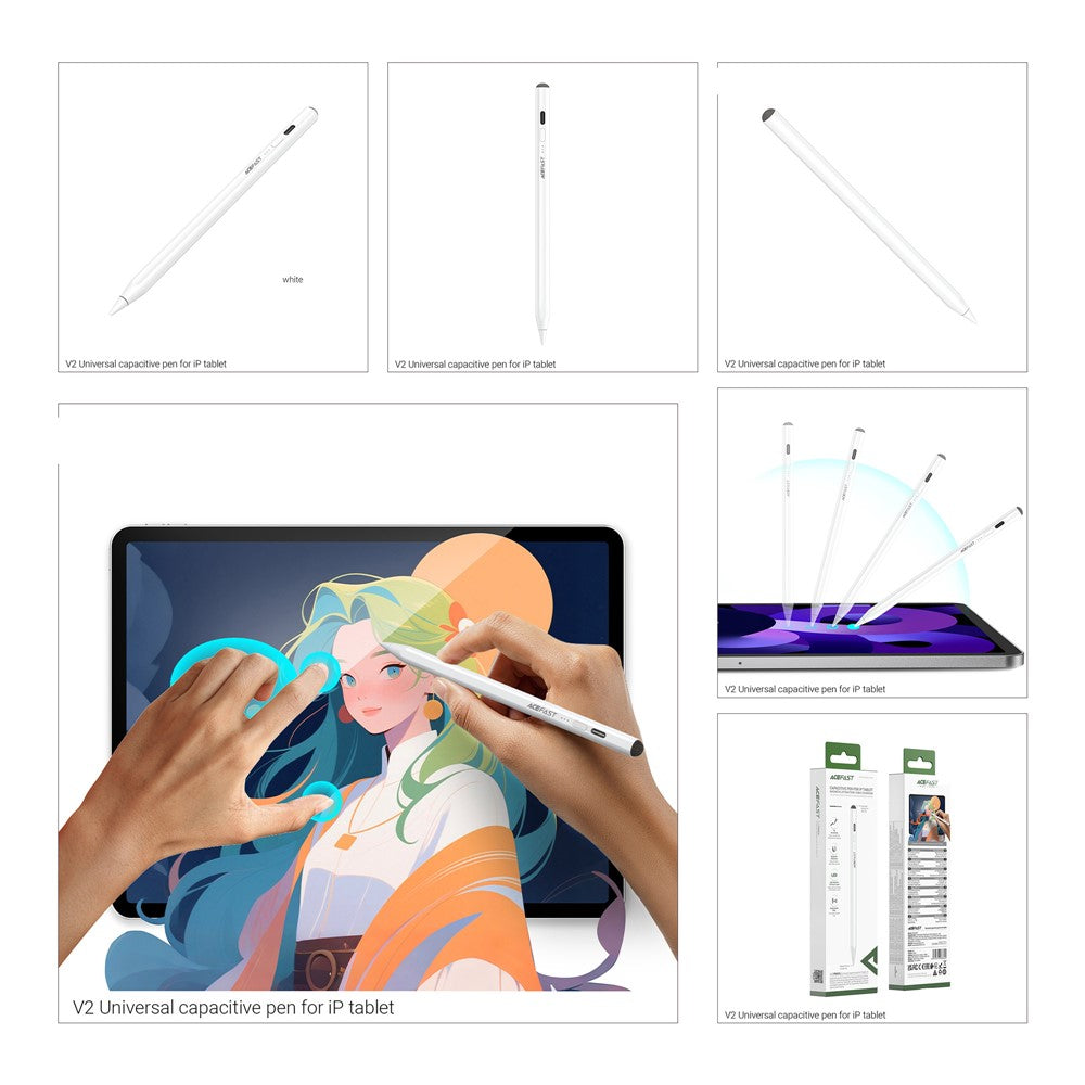 Acefast - Stylus Pen (V2) - for iPad, Auto Sleep Function, LED Indicator - White
