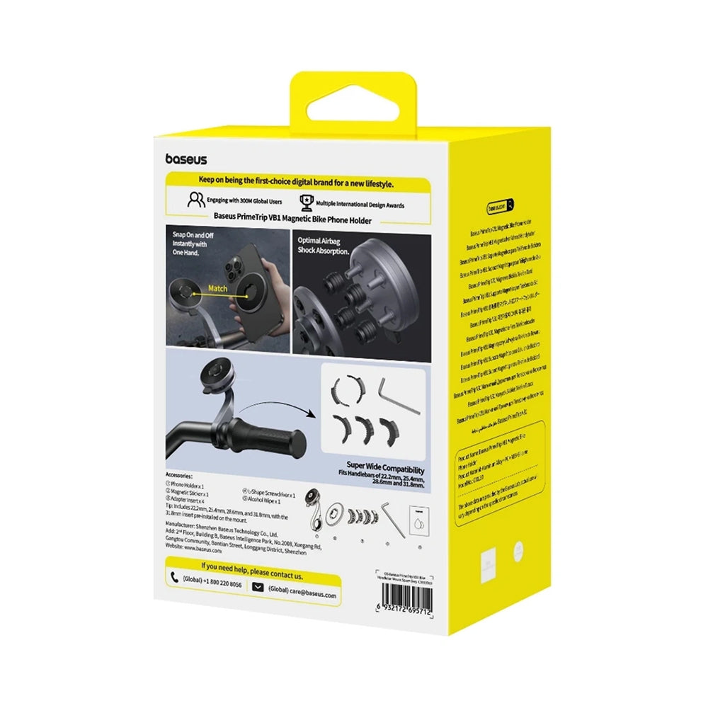 Baseus - Bike Phone Holder PrimeTrip VB1 (C0013D00) - Magnetic, Aluminium Alloy - Black