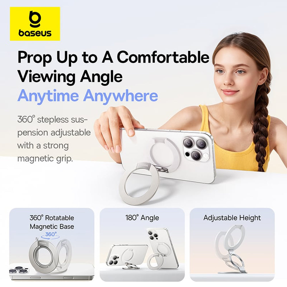 Baseus - Desk Holder MagPro 3 (Z0004803) - Magnetic, Dual-Ring - Starlight Off-White