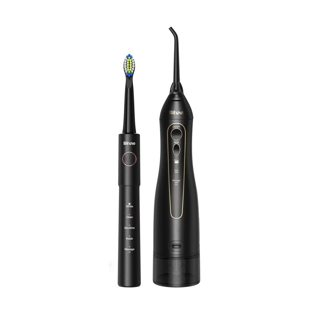 Bitvae - Electric Toothbrush (E11) + Water Flosser (F5020E) - Ultrasonic, 2x4 Heads, 5 Brush Modes, 3 Irrigate Modes - B