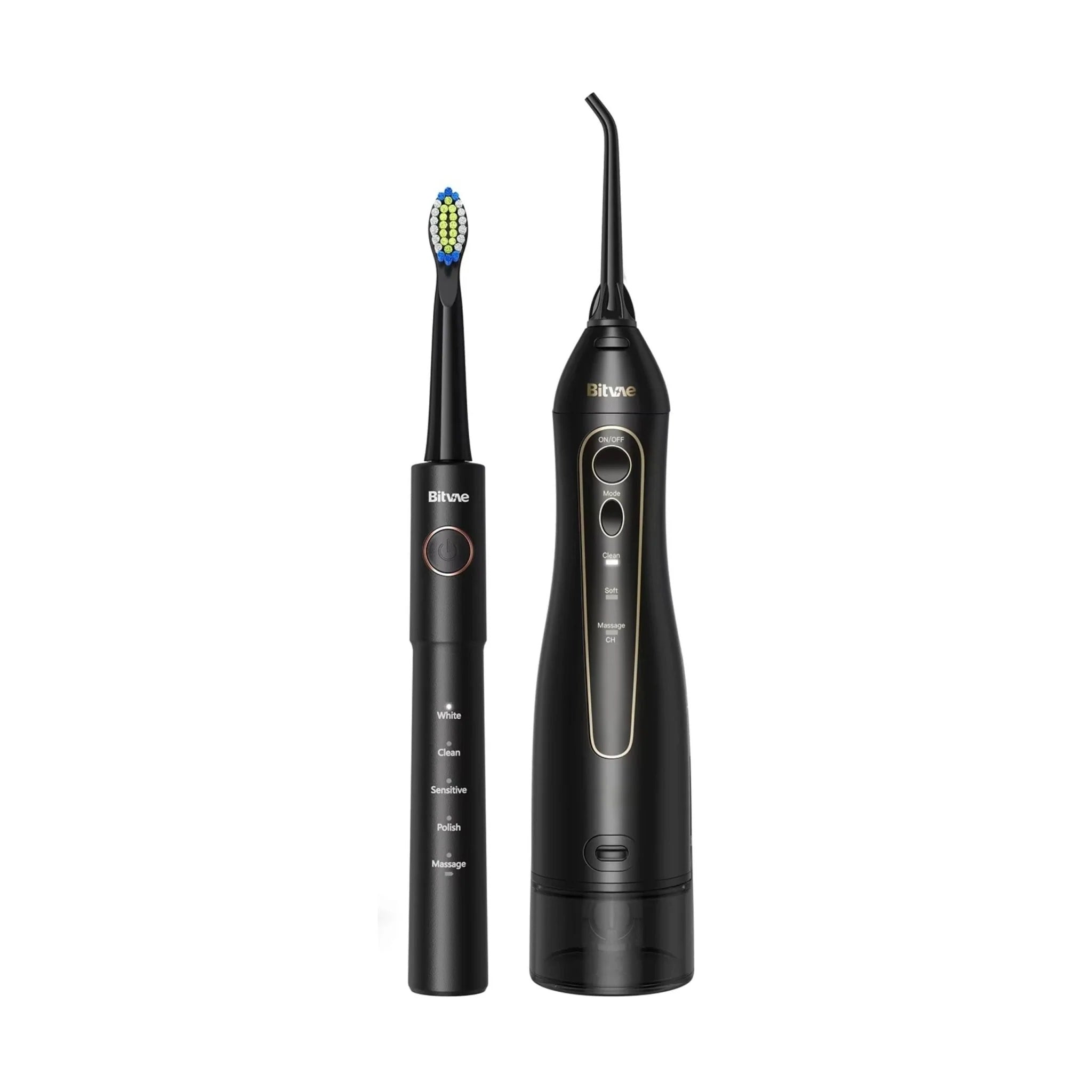Bitvae - Electric Toothbrush (E11) + Water Flosser (F5020E) - Ultrasonic, 2x4 Heads, 5 Brush Modes, 3 Irrigate Modes - B