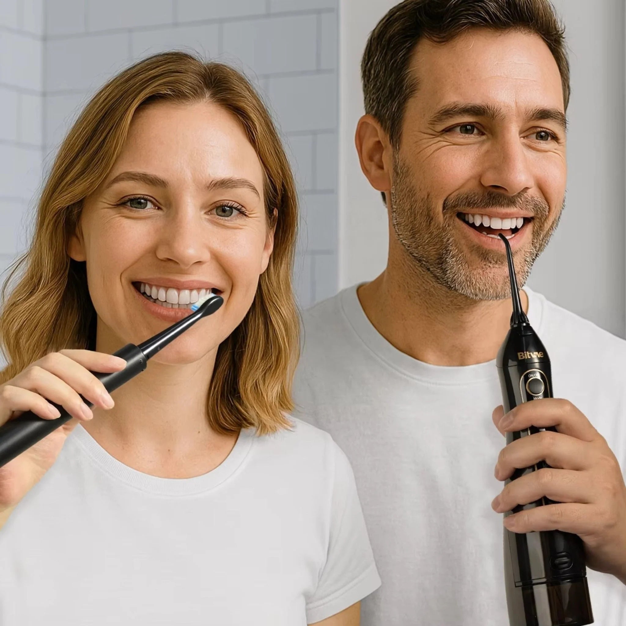 Bitvae - Electric Toothbrush (E11) + Water Flosser (F5020E) - Ultrasonic, 2x4 Heads, 5 Brush Modes, 3 Irrigate Modes - B