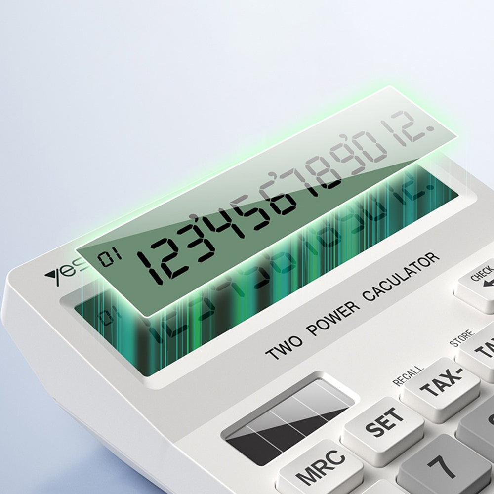 Yesido - Desk Calculator (EC10) - LCD Display, Ergonomic Design, Solar and Battery Power Source, MAx 12 Digits of Number