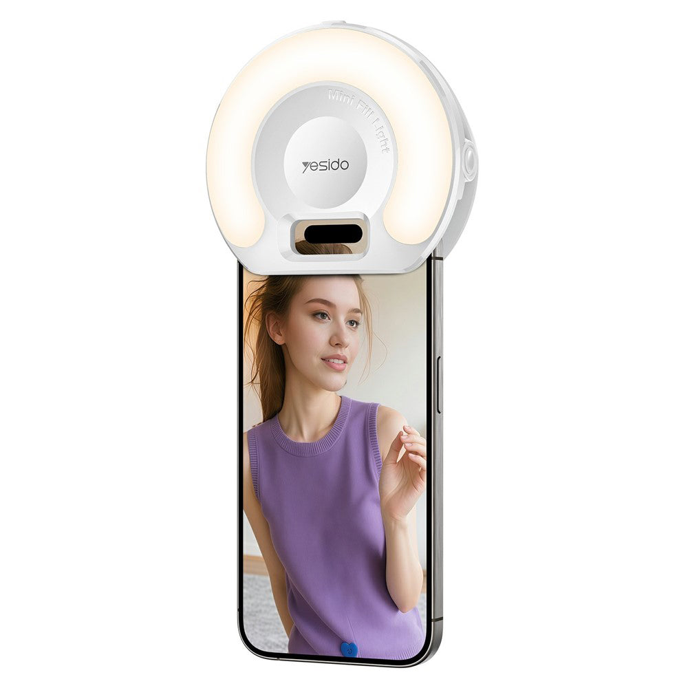 Yesido - LED Selfie Light with Phone Clip (DH13) - 400mAh, 6.8W, 3 Lights Mode - White