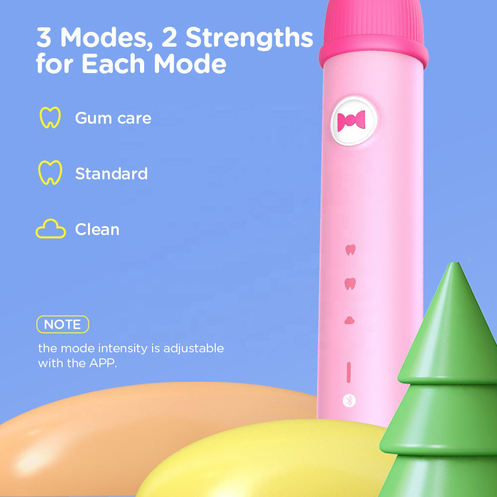 Bitvae - Electric Toothbrush (BVK7S) - Sonic, for Kids, 3 Smart Modes, with App, 3 Tips Set, Pressure Sensor, IPX7 - Pin