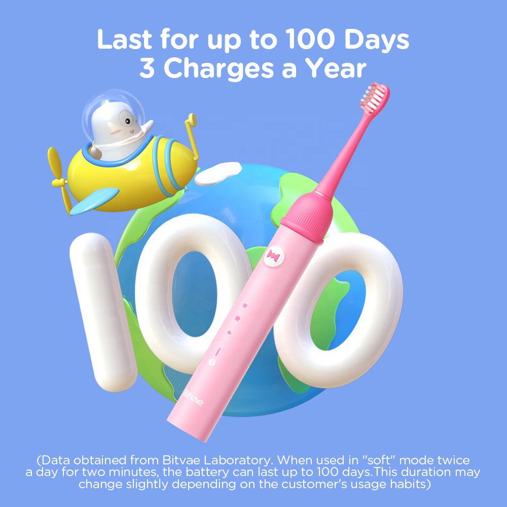 Bitvae - Electric Toothbrush (BVK7S) - Sonic, for Kids, 3 Smart Modes, with App, 3 Tips Set, Pressure Sensor, IPX7 - Pin