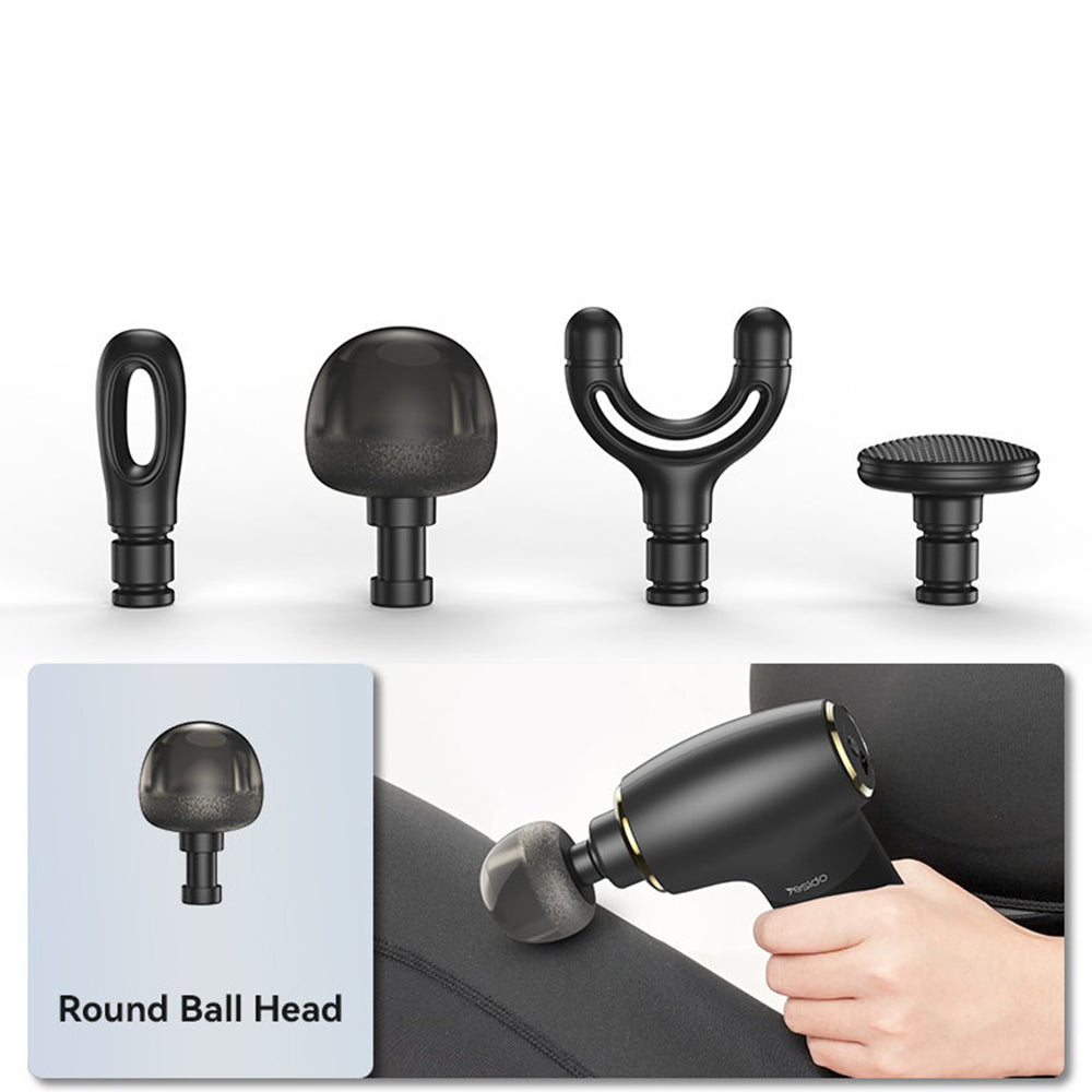 Yesido - Mini Portable Massager Gun (MG02) - Type-C, 4 Speed Level, 3200RPM, 1500mAh, 10W - Black