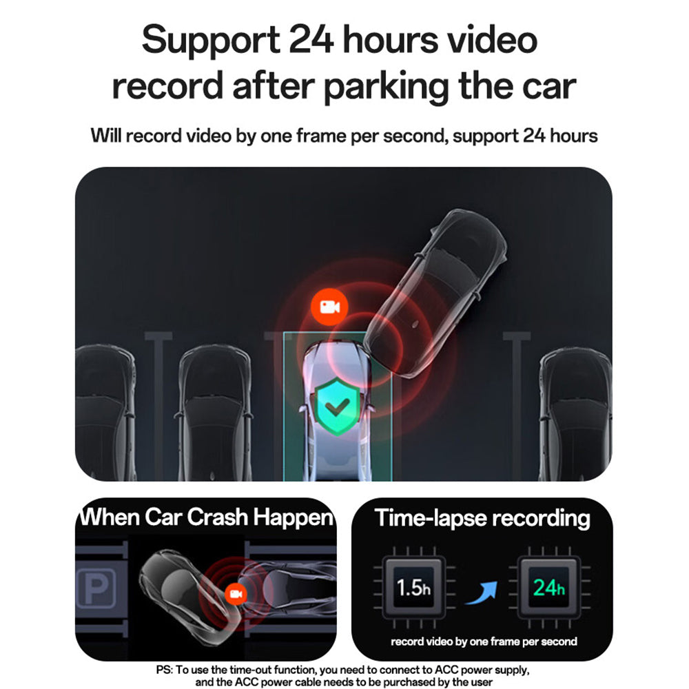 Yesido - Dash Camera (KM22) - 120° Wide-Angle Lens, 1080P Dual-Channel Recording - Black