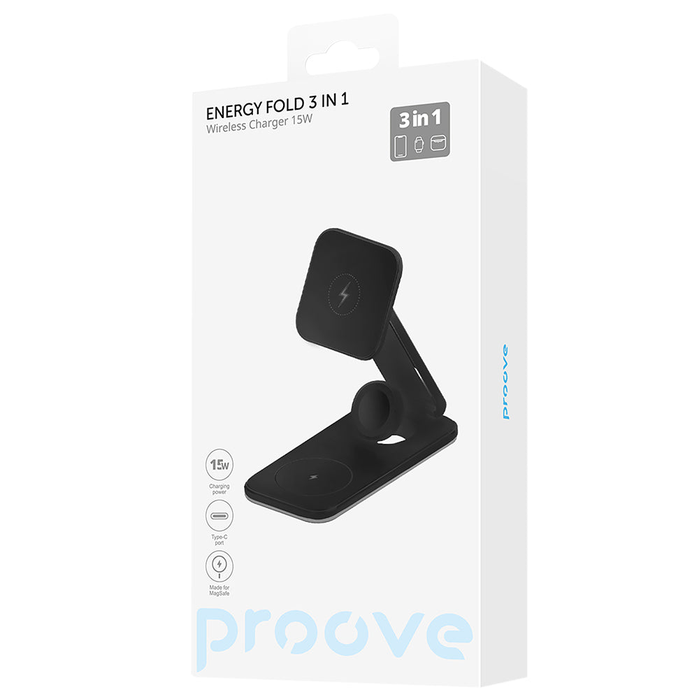 Proove - Wireless Charging Station Energy Fold (WSEF15010001) - MagSafe, 3in1, for iPhone, AirPods, Apple Watch, 15W - B