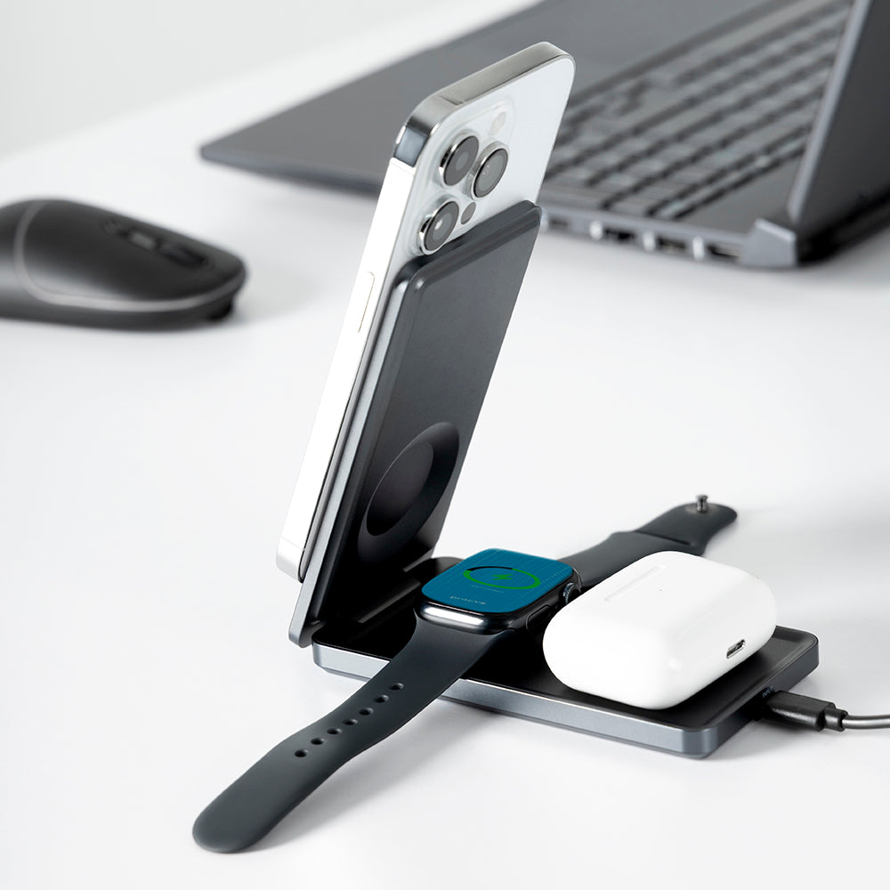 Proove - Wireless Charging Station Metal Edge (WSME15010003) - MagSafe, for iPhone, AirPods, iWatch, Foldable, 15W - Gre