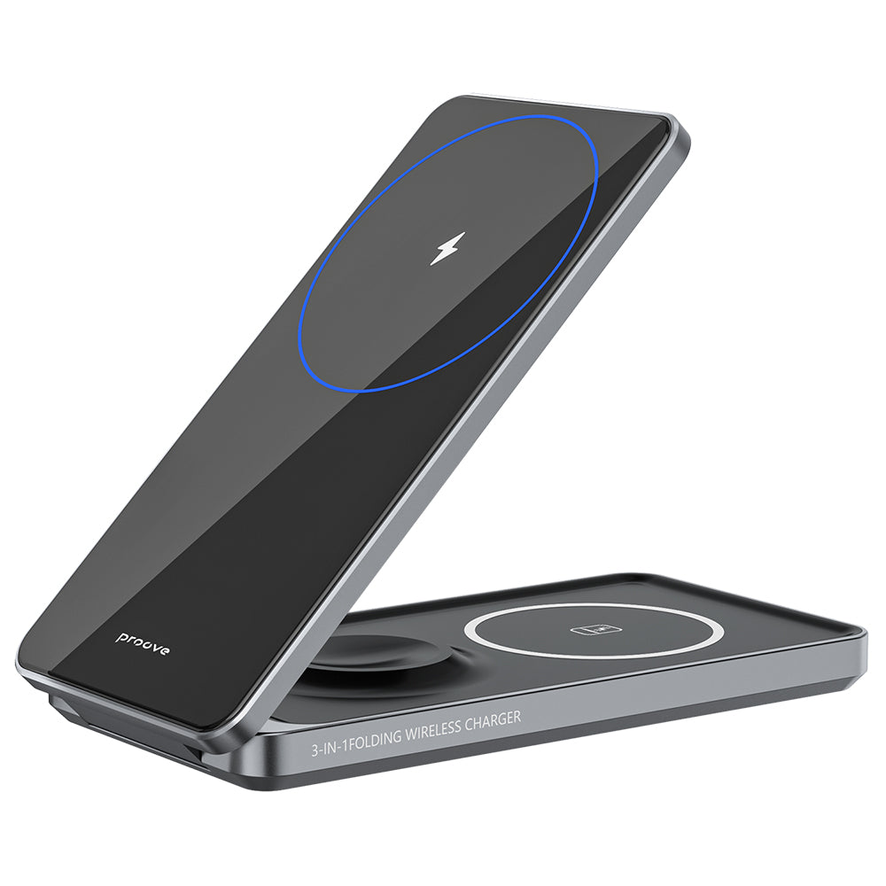 Proove - Wireless Charging Station Metal Edge (WSME15010003) - MagSafe, for iPhone, AirPods, iWatch, Foldable, 15W - Gre