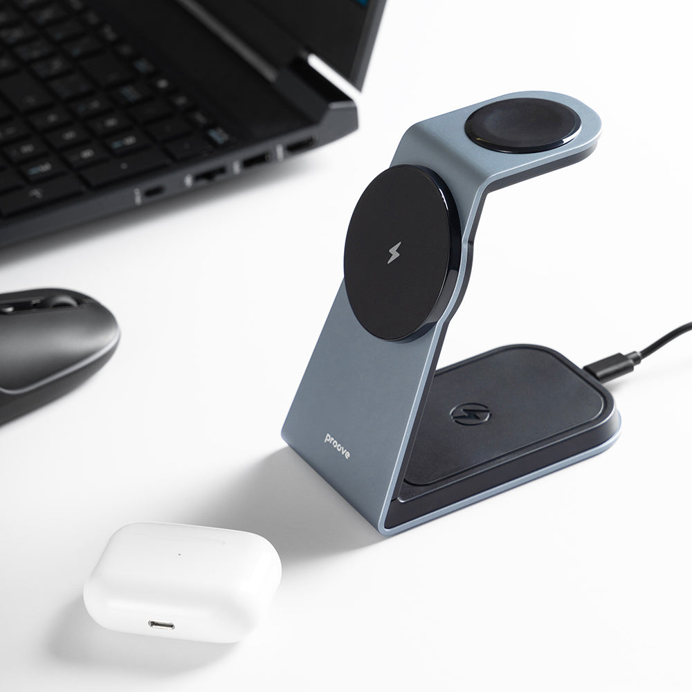 Proove - Wireless Charging Station Omni Power (WSOP15020003) - MagSafe, 3in1, for iPhone, AirPods, Apple Watch, 15W - Gr