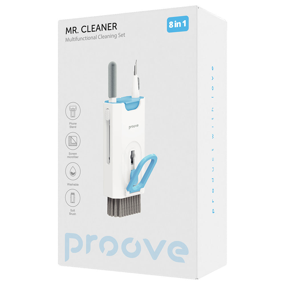 Proove - Multifunctional Cleaning Set Mr. Cleaner (MCS00000802) - for Laptop, Phone with Stand, Retractable Brush - Whit