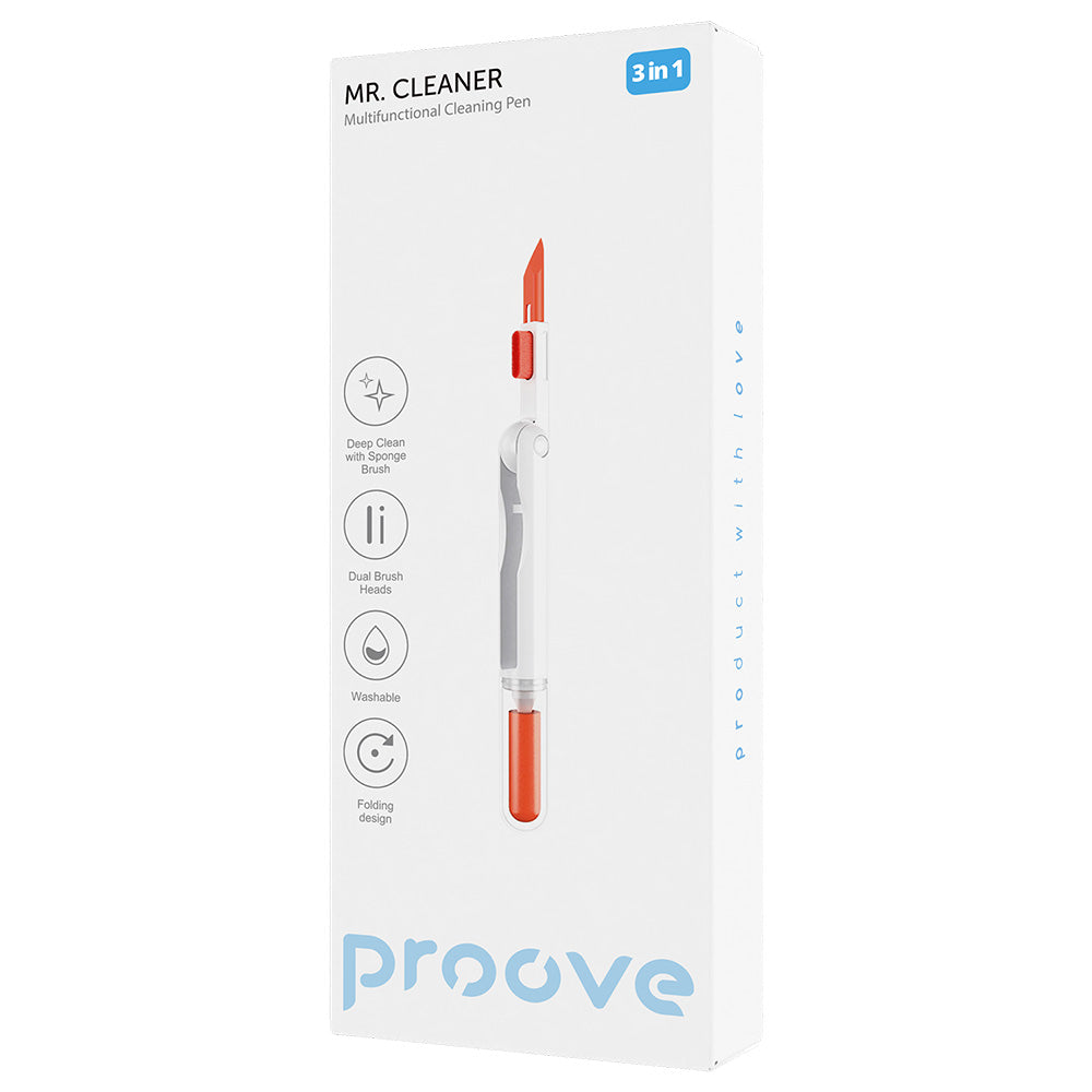 Proove - Multifunctional Cleaning Set Mr. Cleaner (MCP00000302) - 3in1 for Laptop, Phone, Keyboard, Earbuds, Foldable - 