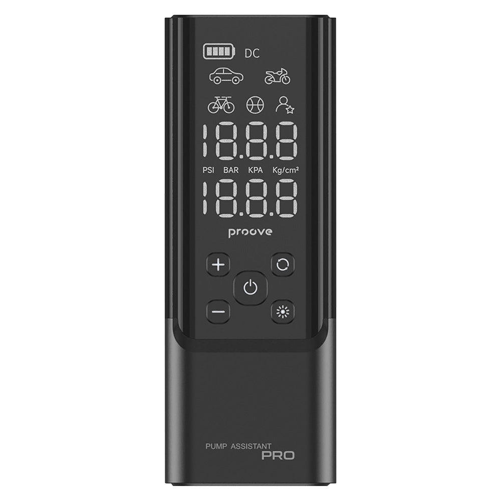Proove - Car Pump Assistant Pro (PPAP80010901) - Portable Compressor, with Digital Display, LED Flashlight, 120W - Black
