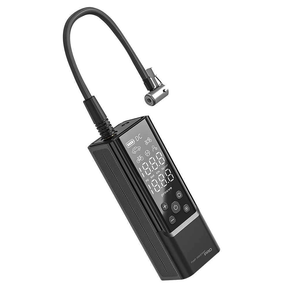 Proove - Car Pump Assistant Pro (PPAP80010901) - Portable Compressor, with Digital Display, LED Flashlight, 120W - Black