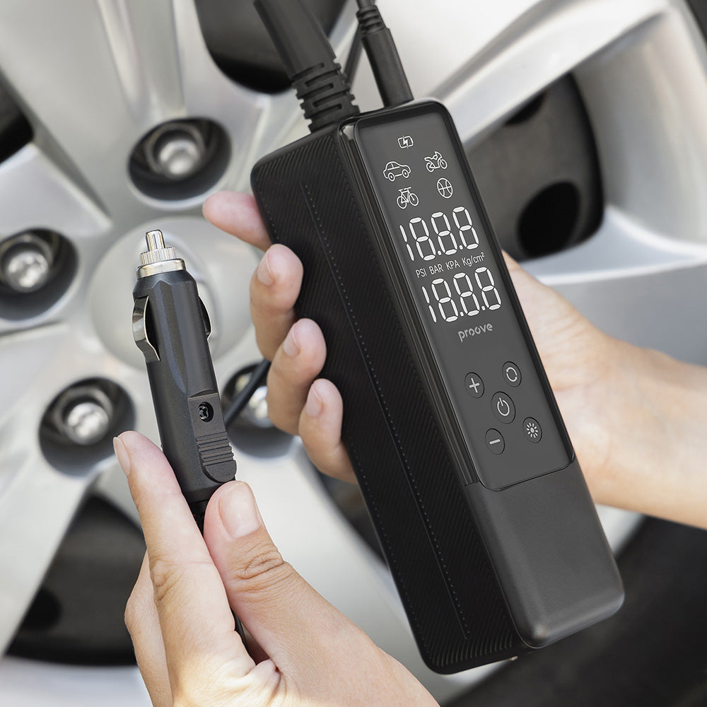 Proove - Car Pump Assistant Mini (PPAM85010901) - Portable Compressor, Digital Display, for Cigarette Lighter, 85W - Bla
