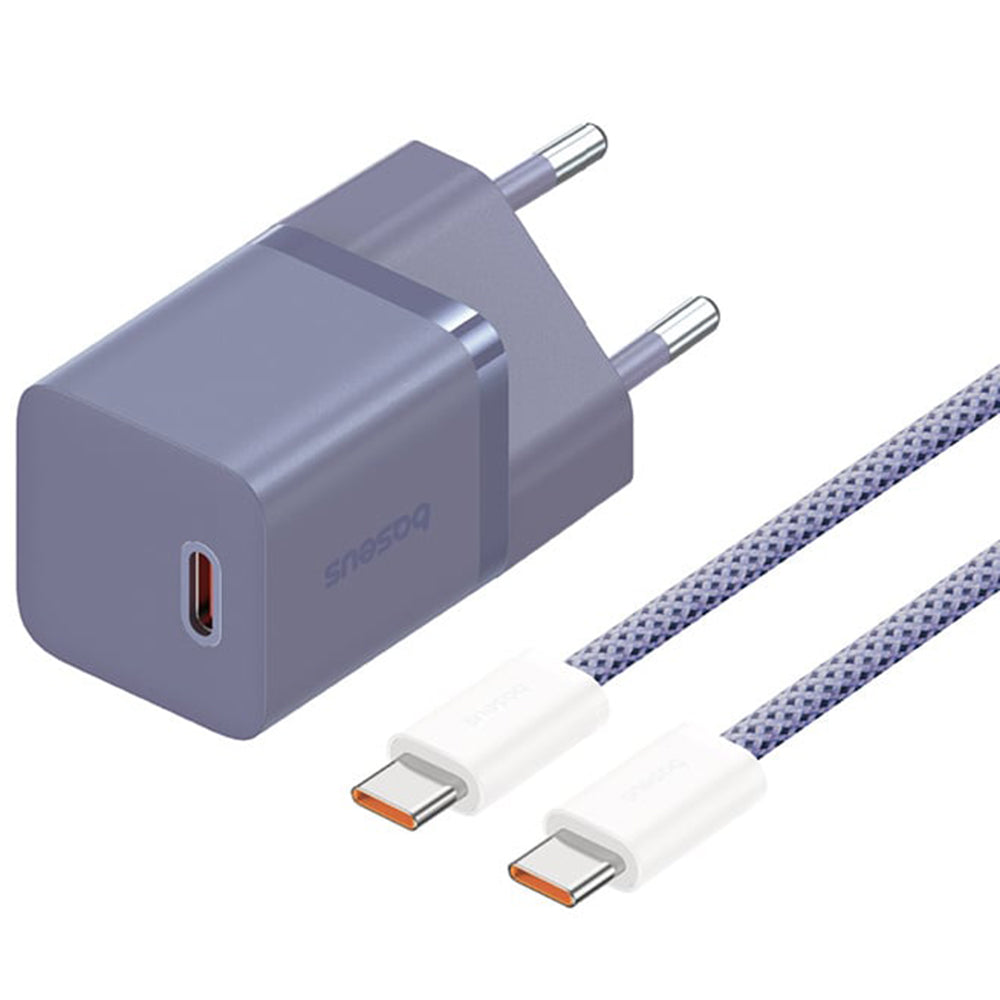 Baseus - Wall Charger (P10110902523-00) - Type-C Cable Included, GaN, Type-C, Fast Charging, 30W, 1m - Midnight Purple