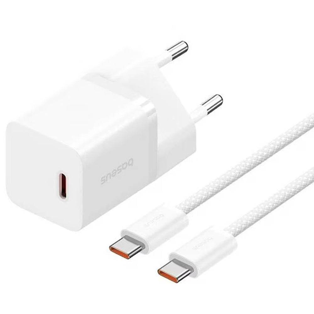 Baseus - Wall Charger (P10110902213-00) - Type-C Cable Included, GaN, Type-C, Fast Charging, 30W, 1m - Moon White
