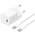 Baseus - Wall Charger (P10110902213-00) - Type-C Cable Included, GaN, Type-C, Fast Charging, 30W, 1m - Moon White