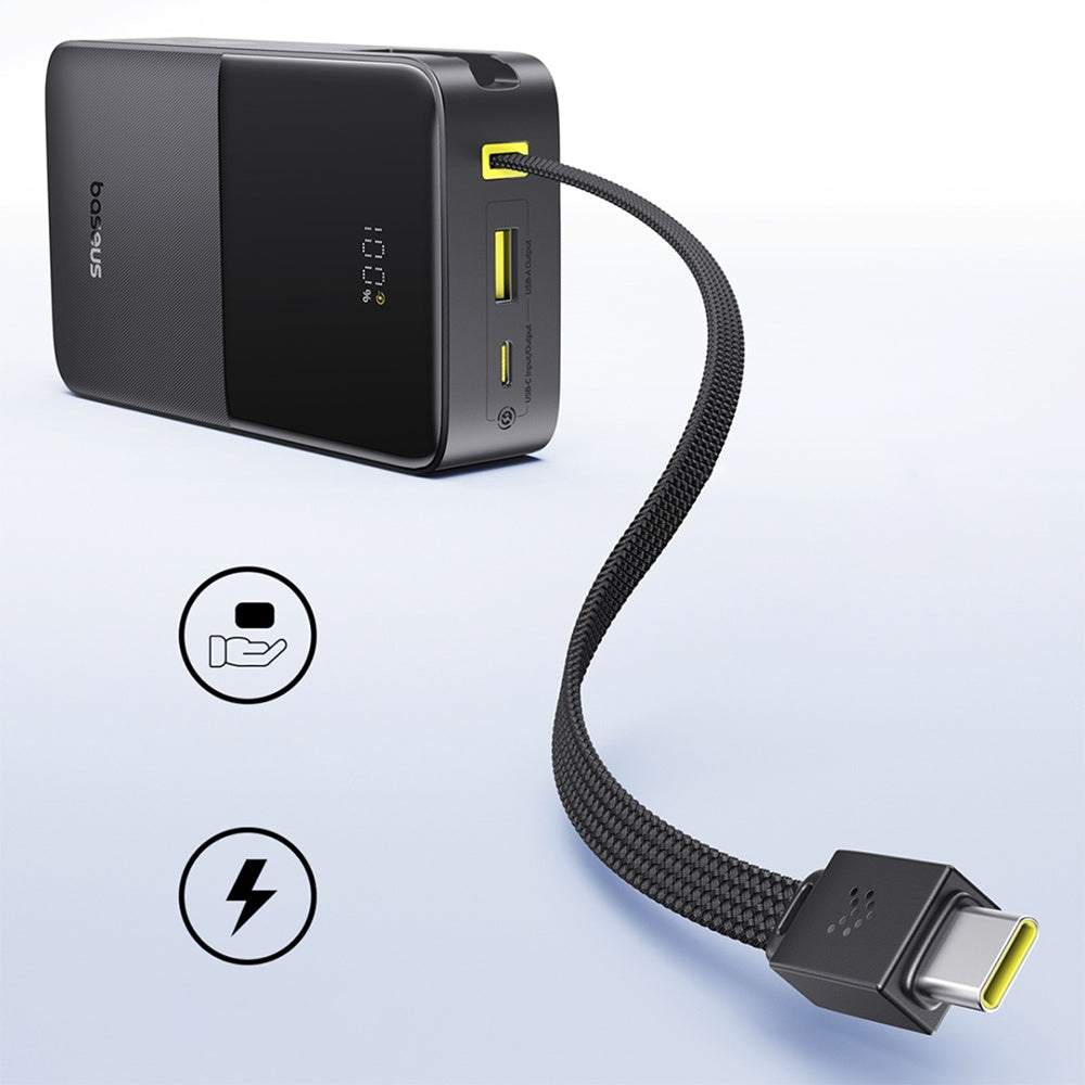 Baseus - Power Bank EnerFill Bipow2 Pro (E0027701) - Built-in USB-C Cable, 20000mAh, 22.5W, Digital Display - Cosmic Bla