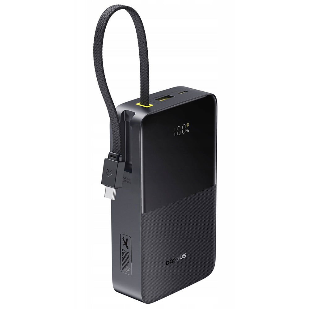 Baseus - Power Bank EnerFill Bipow2 Pro (E0027701) - Built-in USB-C Cable, 20000mAh, 22.5W, Digital Display - Cosmic Bla