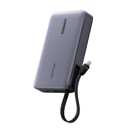 Ugreen - Power Bank PB551 (55992B) - Fast Charging, Digital Display, USB, Type-C, Built-In USB-C Cable, 145W, 20000mAh -
