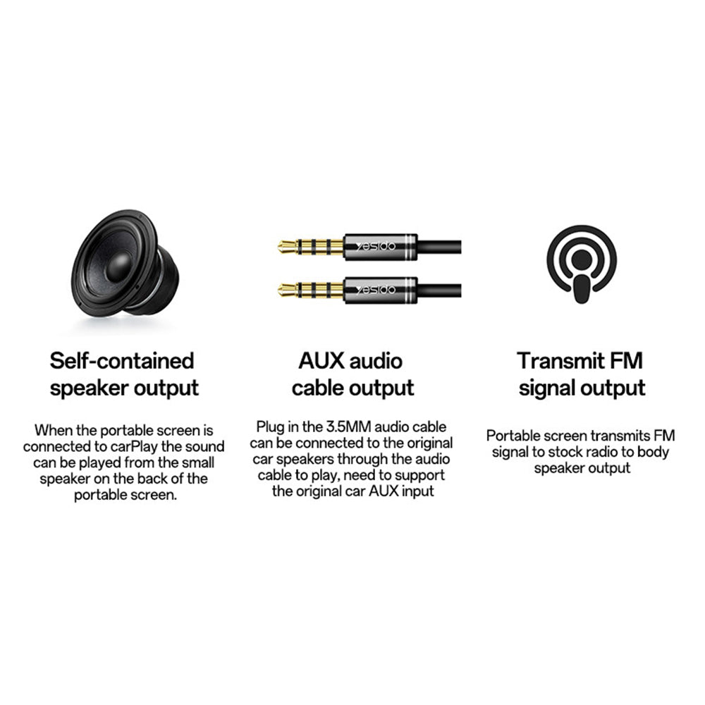 Yesido - Wireless Car Stereo (KM18) - Dual HD Camera, Bluetooth 5.2, Plug&Play, CarPlay, Android Auto, AirPlay - Black