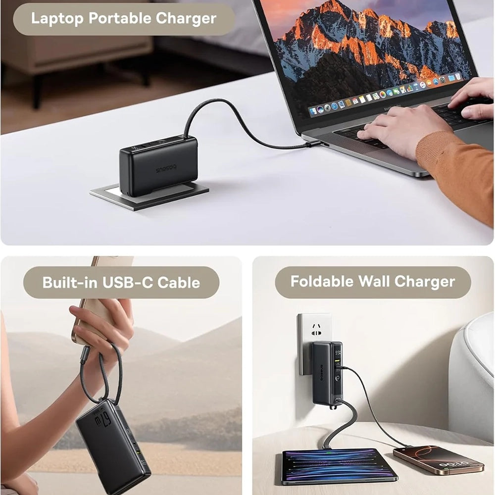 Baseus - Power Bank Nomos NT11 Omni (P10078807123-00) - With USB-C Cable, 10000mAh, 67W, Digital Display - Cosmic Black