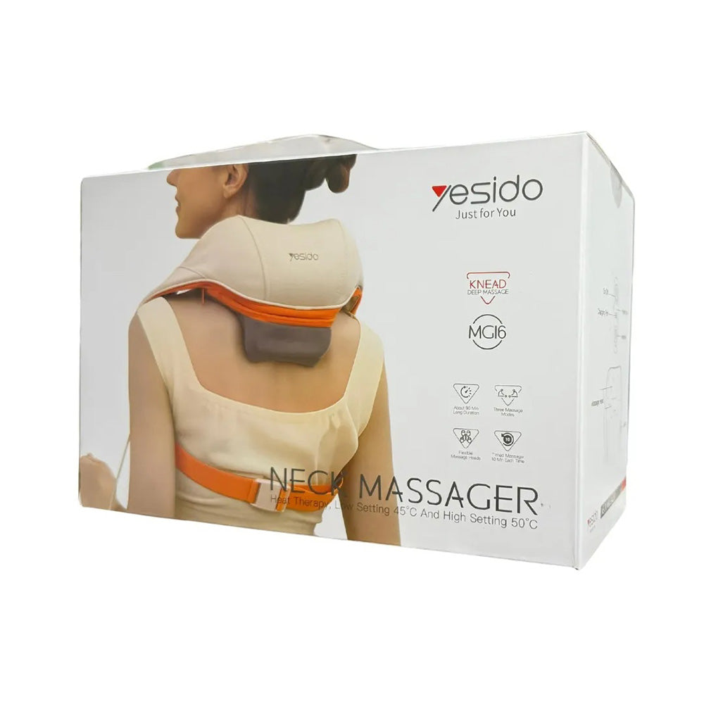 Yesido - Neck Massager (MG16) - 3 Massage Modes, Integrated Heat Therapy, Shiatsu Kneading Technology, 2000mAh - Beige