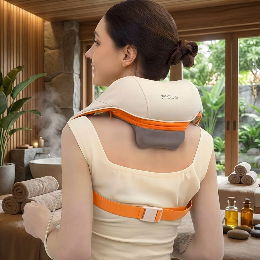Yesido - Neck Massager (MG16) - 3 Massage Modes, Integrated Heat Therapy, Shiatsu Kneading Technology, 2000mAh - Beige