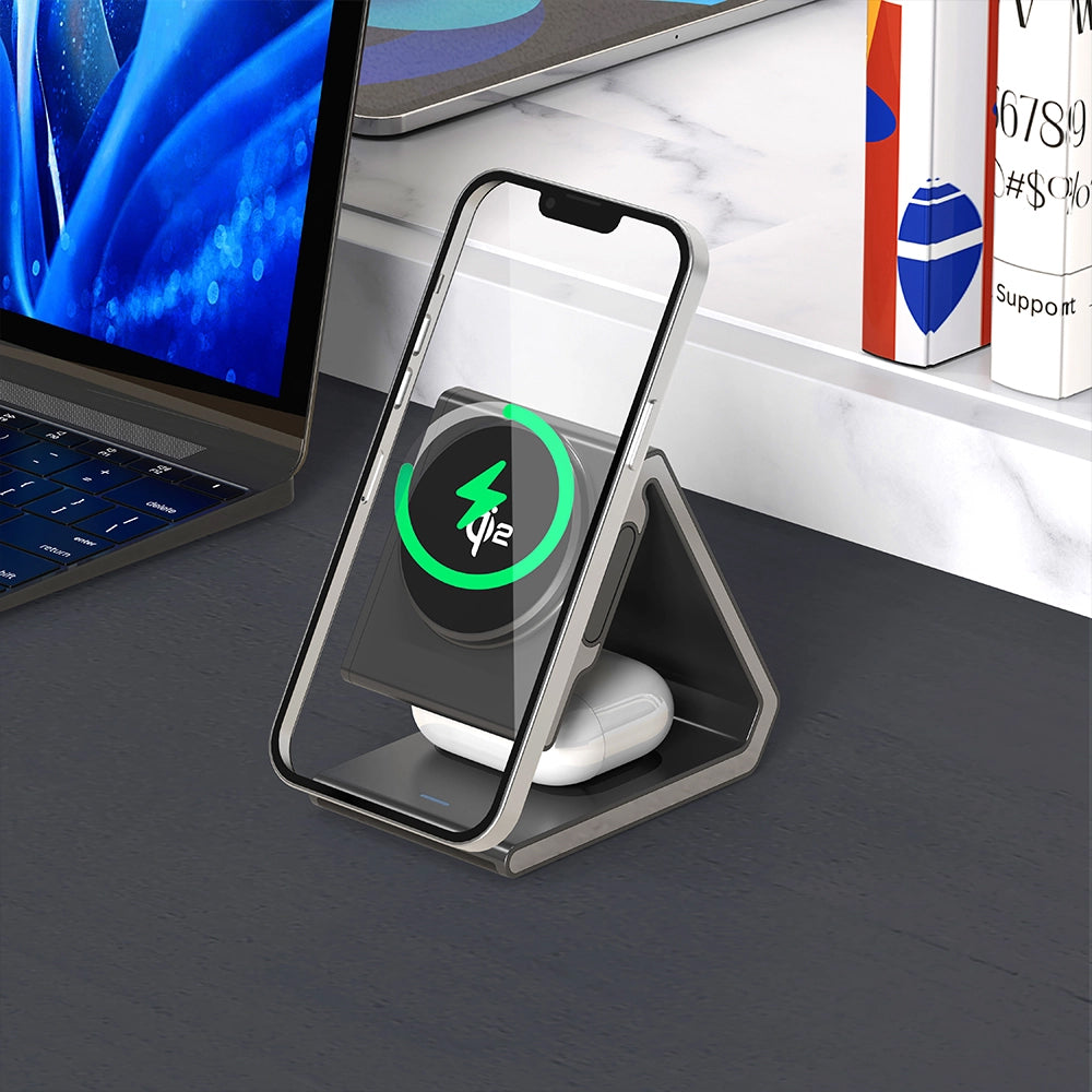 Lito - 4in1 Magnetic Wireless Charger (LT-W02) - for iPhone, Apple Watch, AirPods, Phone Stand, 15W, QI2, N52 Magnets - 