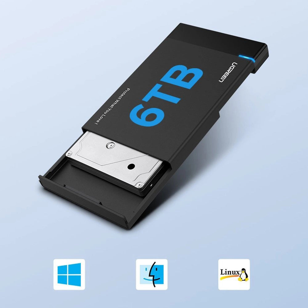 Ugreen - Hard Drive Enclosure US221 (30848) - USB to Micro-B Cable Included, HDD/SSD Rack, SATA, 5Gbps - Black